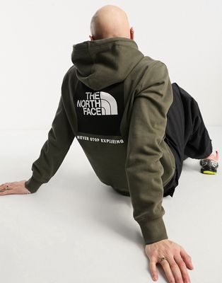 The North face NSE box print logo hoodie in khaki-Green