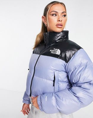 The North Face Nuptse cropped down jacket in folk blue