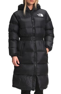 The North Face Nuptse® Belted Water Repellent 700 Fill Power Long Down Jacket in Black