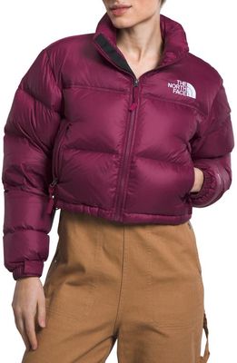 The North Face Nuptse Water Repellent 700 Fill Power Down Short Puffer Jacket in Boysenberry