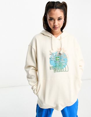 The North Face oversized back print hoodie in off white
