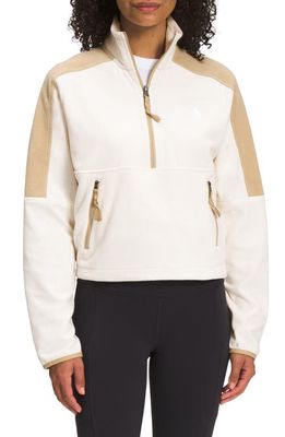 The North Face Polartec® 100 Crop Jacket in Gardenia White/Khaki Stone