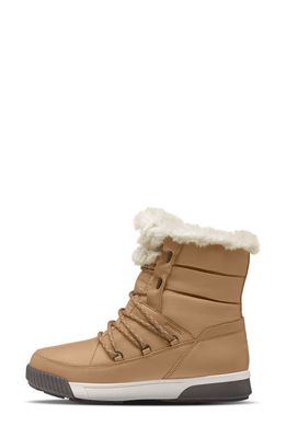 The North Face Sierra Luxe Waterproof Boot with Faux Shearling Trim in Almond Butter/Falcon Brown