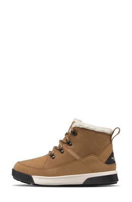 The North Face Sierra Luxe Waterproof Mid Top Boot with Faux Shearling Trim in Almond Butter/Tnf Black