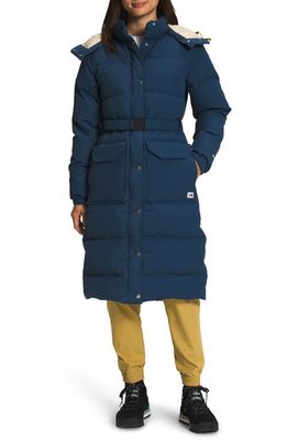 The North Face Sierra Water Repellent 600 Fill Power Down Longline Parka in Shady Blue