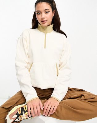 The North Face Tech 1/2 zip fleece in off white and stone