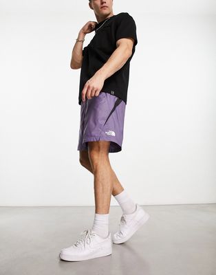 The North Face TNF X woven belted shorts in slate gray and purple