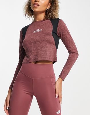 The North Face Training Mountain Athletics long sleeve tech top in dark pink-Red