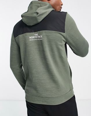 The North Face Training Mountain Athletics zip up fleece hoodie in green/black