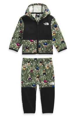 The North Face Winter Warm Jacket & Pants Set in Thyme Nuptse Forest Bears