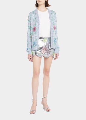 The Nova Sequin Mini Skirt w/ Floral Details