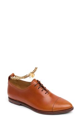 The Office of Angela Scott Ms. Charlize Chain Ankle Strap Cap Toe Oxford in Cognac 