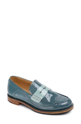 The Office of Angela Scott Wingtip Penny Loafer in Teal 