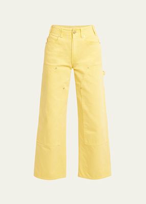 The Olympia Wide-Leg Cropped Carpenter Denim Jeans