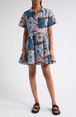 The Oula Company Anywhere Fit & Flare Dress in Blue Latte Black