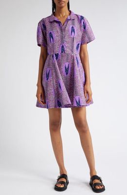 The Oula Company Anywhere Fit & Flare Dress in Lavender Birds
