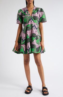 The Oula Company Anywhere Fit & Flare Dress in Pink Navy Lime
