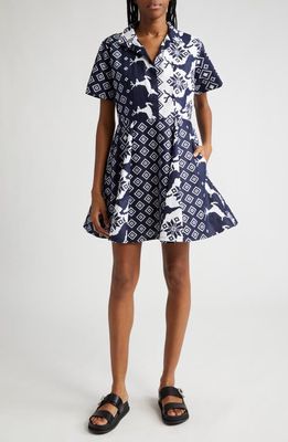 The Oula Company Anywhere Fit & Flare Shirtdress in Black White