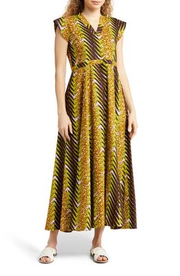 The Oula Company Cap Sleeve V-Neck Maxi Dress in Lime Chocolate