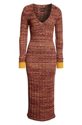 The Oula Company Merino Wool Sweater Dress in Beetroot Sandy Bright Straw