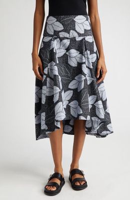 The Oula Company Pleated Cotton Midi Skirt in Black White