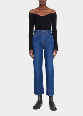 The Pinch Waist Kick Flare Cropped Jeans