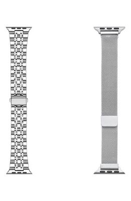 The Posh Tech 2-Pack Stainless Steel Apple Watch® Watchbands in Silver /Silver 