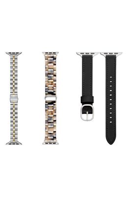 The Posh Tech 3-Pack 22mm Apple Watch Watchbands in Silver/gold Tortoise Black
