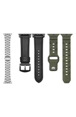 The Posh Tech 3-Pack 24mm Apple Watch Watchbands in Silver Black Green