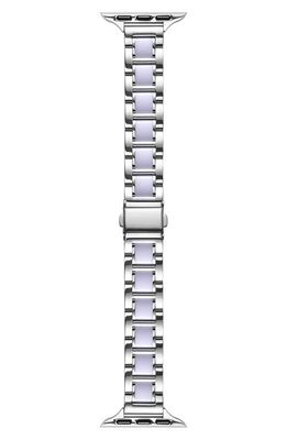 The Posh Tech Amelia Stainless Steel Skinny Apple Watch Bracelet Watchband in Silver/White