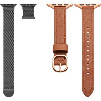 The Posh Tech Assorted 2-Pack 38mm Apple Watch® Watchbands in Brown /Black 