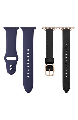 The Posh Tech Assorted 2-Pack Apple Watch® Watchbands in Black /Eclispe Blue 