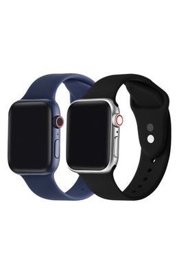 The Posh Tech Assorted 2-Pack Silicone Apple Watch® Watchbands in Black/Navy 