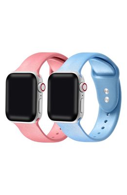 The Posh Tech Assorted 2-Pack Silicone Apple Watch® Watchbands in Coral/Light Blue 