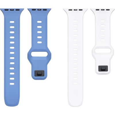 The Posh Tech Assorted 2-Pack Silicone Apple Watch® Watchbands in White/navy Blue 