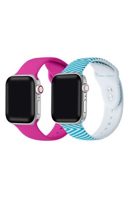The Posh Tech Assorted 2-Pack Silicone Apple Watch Watchbands in Hot Pink/Teal Geometric