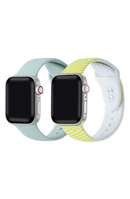 The Posh Tech Assorted 2-Pack Silicone Apple Watch Watchbands in Seafoam/Lime Geometric