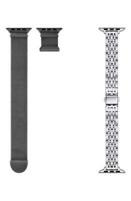 The Posh Tech Assorted 2-Pack Stainless Steel Apple Watch® Watchbands in Silver /Black 