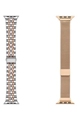 The Posh Tech Assorted 2-Pack Stainless Steel Apple Watch® Watchbands in Silver /Rose Gold 