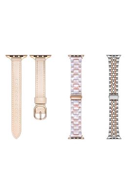 The Posh Tech Assorted 3-Pack Apple Watch® Watchbands in Silver/Beige/Blush Tortoise 