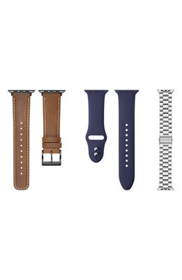 The Posh Tech Assorted 3-Pack Apple Watch® Watchbands in Silver/Brown/Blue 