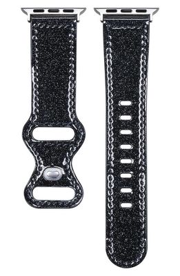 The Posh Tech Callie Glitter Leather Apple Watch Band in Black
