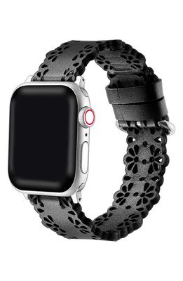 The Posh Tech Leather Laser Cut 18mm Apple Watch® Watchband in Black