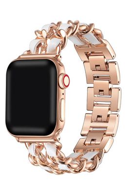 The Posh Tech Leather Woven Chain 21mm Apple Watch Bracelet Watchband in Rose Gold