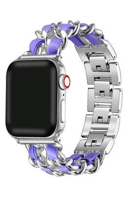 The Posh Tech Leather Woven Chain 21mm Apple Watch® Bracelet Watchband in Purple