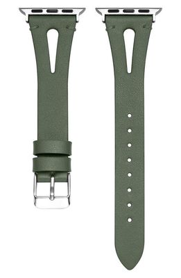 The Posh Tech Sage Leather Apple Watch Watchband in Olive Green