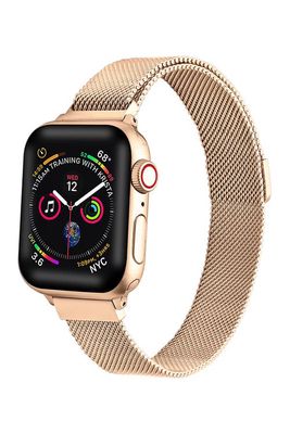 The Posh Tech Skinny Stainless Steel Mesh Apple Watch Replacement Band - 38mm/40mm in Rose Gold