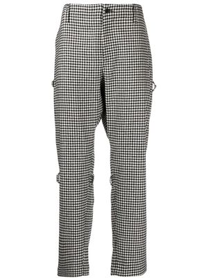 The Power For The People houndstooth rear-zip tapered trousers - Grey