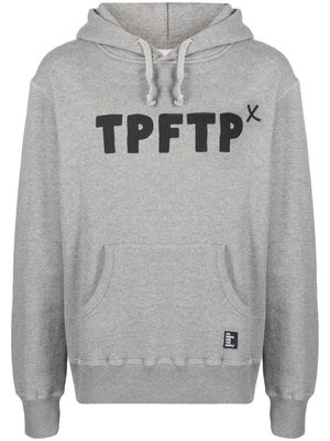 The Power For The People logo print drawstring hoodie - Grey
