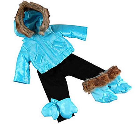 The Queen's Treasures 15" Baby Doll Blue 6-Piec e Ski Outfit